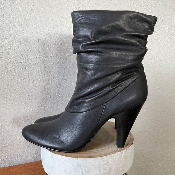 Ana Black Leather Heel Booties Size 9 EUC - Picture 1 of 9